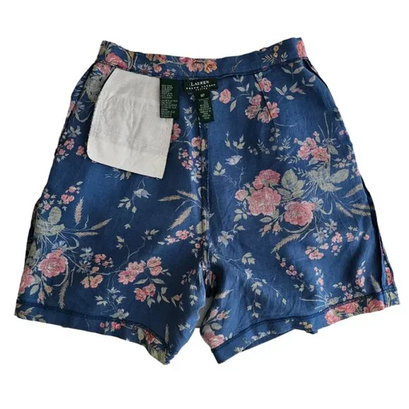 Ralph Lauren Vintage 100% Linen Floral Shorts | EUC | 8P | Blue, Multicolor - Picture 6 of 12